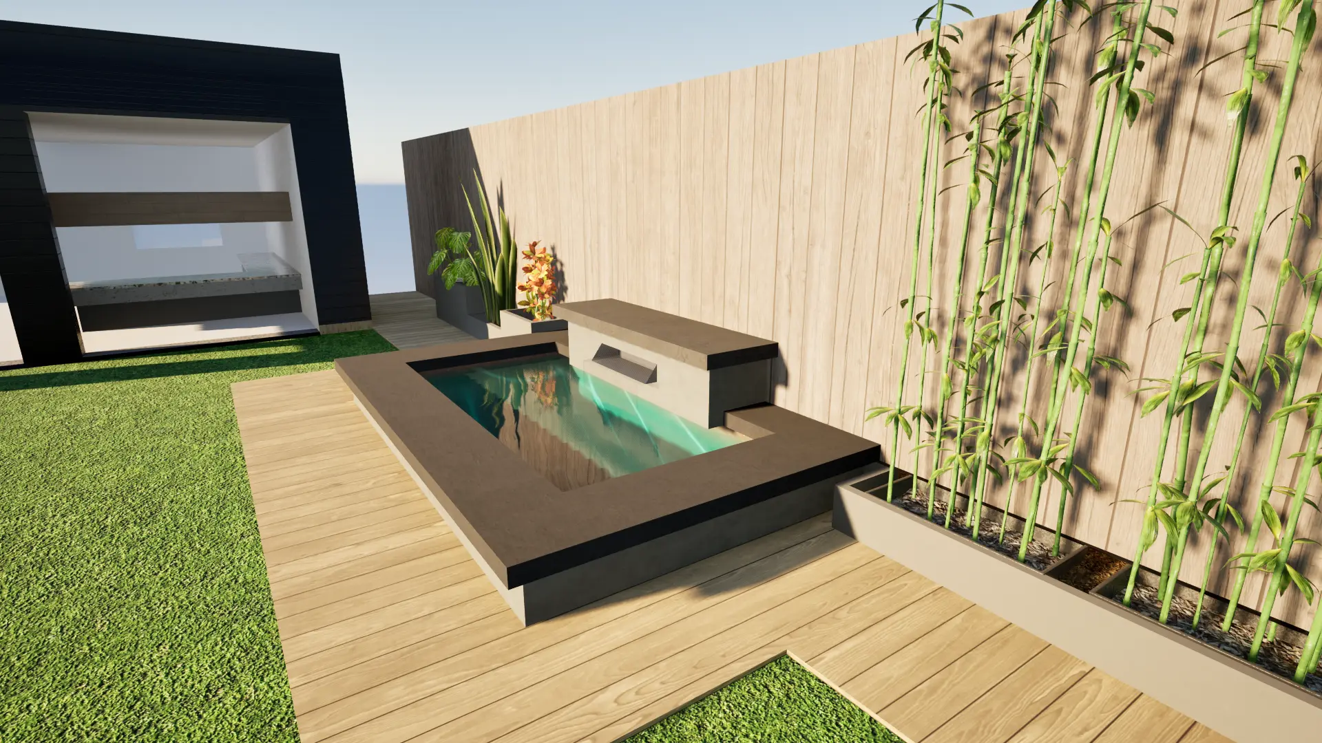 Custom koi pond design rendering in Orange County